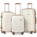 KONO 20 - 24 - 28" HARD SHELL PP SUITCASE SET - CREAM
