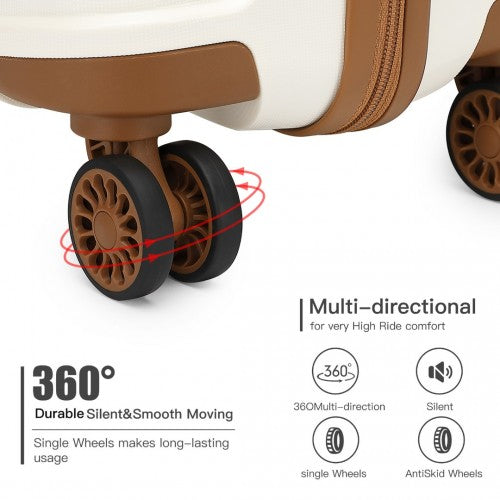 KONO 20 - 24 - 28" HARD SHELL PP SUITCASE SET - CREAM