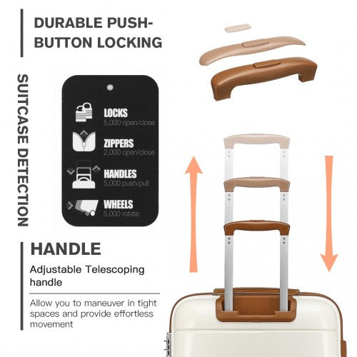 KONO 20 INCH CABIN SIZE HARD SHELL PP SUITCASE - CREAM
