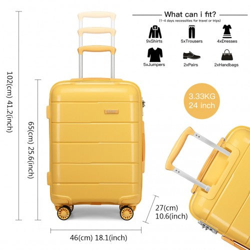 KONO 20 - 24 - 28" HARD SHELL PP SUITCASE SET - YELLOW