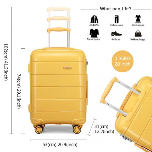 KONO 20 - 24 - 28" HARD SHELL PP SUITCASE SET - YELLOW
