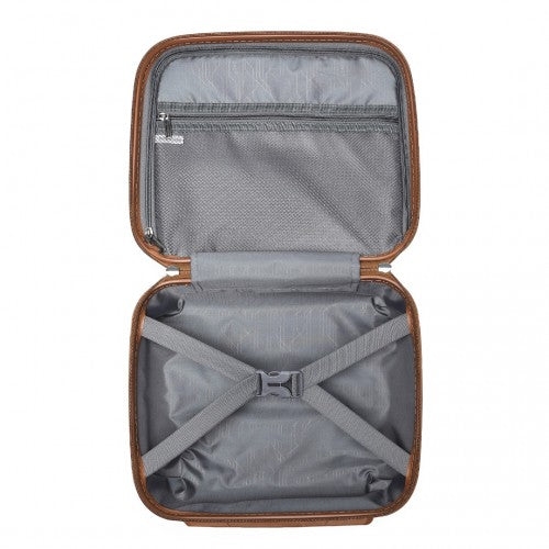 Kono 14 Inch Multi Texture Hard Shell PP Vanity Case - Classic Collection - Cream