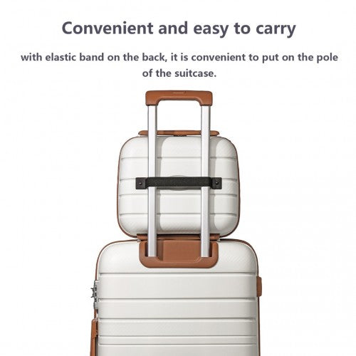 Kono 14 Inch Multi Texture Hard Shell PP Vanity Case - Classic Collection - Cream