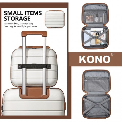 Kono 14 Inch Multi Texture Hard Shell PP Vanity Case - Classic Collection - Cream