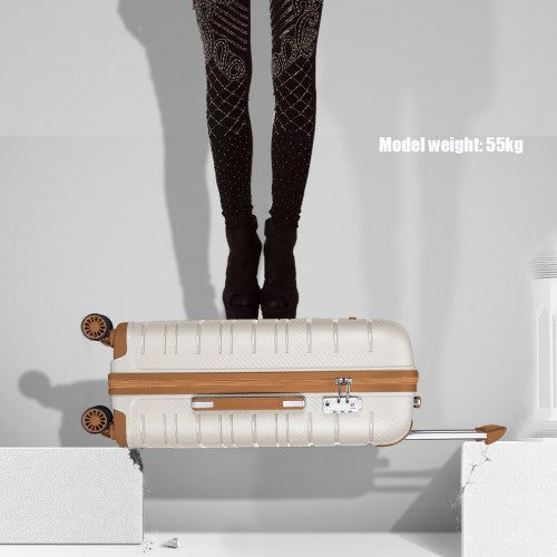 Kono 28 Inch Multi Texture Hard Shell PP Suitcase - Classic Collection - Cream