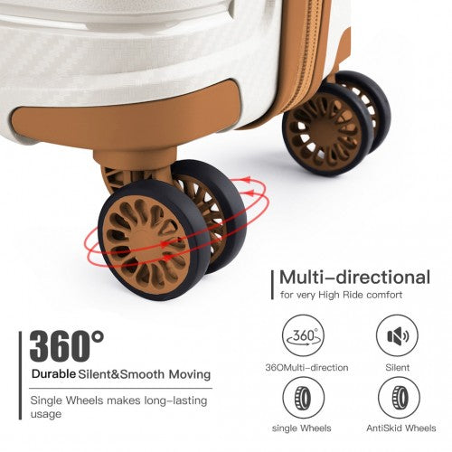 Kono 24 Inch Multi Texture Hard Shell PP Suitcase - Classic Collection - Cream