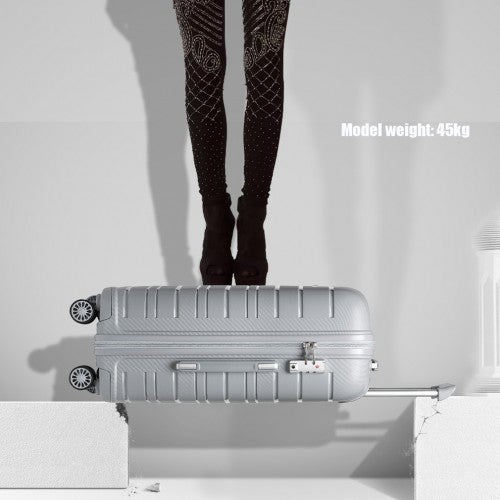 Kono Multi Texture Hard Shell PP Suitcase 3 Pieces Set - Classic Collection - Grey