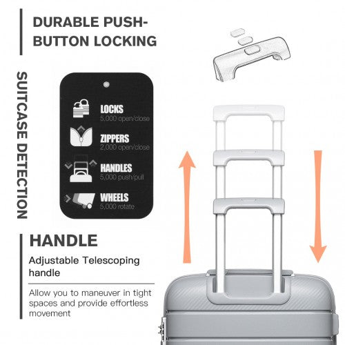 Kono 20 Inch Multi Texture Hard Shell PP Suitcase - Classic Collection - Grey