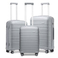 Kono Multi Texture Hard Shell PP Suitcase 3 Pieces Set - Classic Collection - Grey
