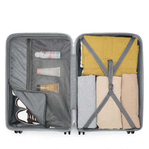 Kono Multi Texture Hard Shell PP Suitcase 3 Pieces Set - Classic Collection - Grey