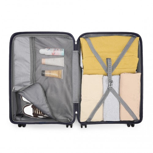 Kono Multi Texture Hard Shell PP Suitcase 3 Pieces Set - Classic Collection - Navy