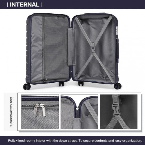 Kono 20 Inch Multi Texture Hard Shell PP Suitcase - Classic Collection - Navy