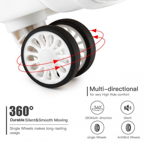 Kono 28 Inch Multi Texture Hard Shell PP Suitcase - Classic Collection - White
