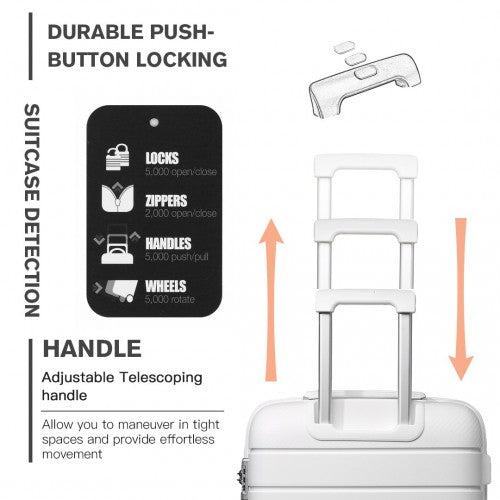 Kono 28 Inch Multi Texture Hard Shell PP Suitcase - Classic Collection - White