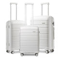 Kono Multi Texture Hard Shell PP Suitcase 3 Pieces Set - Classic Collection - White