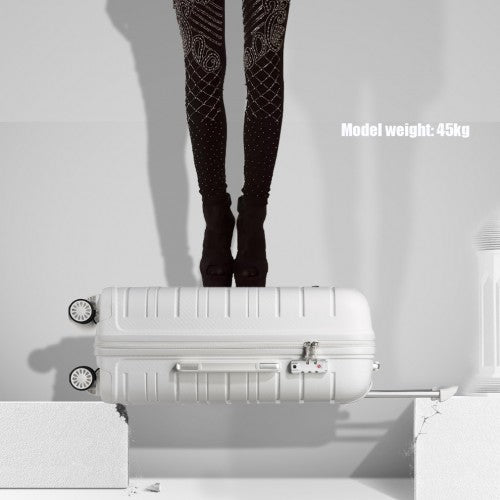 Kono Multi Texture Hard Shell PP Suitcase 3 Pieces Set - Classic Collection - White