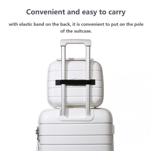 Kono 14 Inch Multi Texture Hard Shell PP Vanity Case - Classic Collection - White
