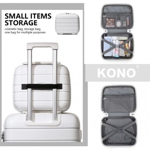 Kono 14 Inch Multi Texture Hard Shell PP Vanity Case - Classic Collection - White