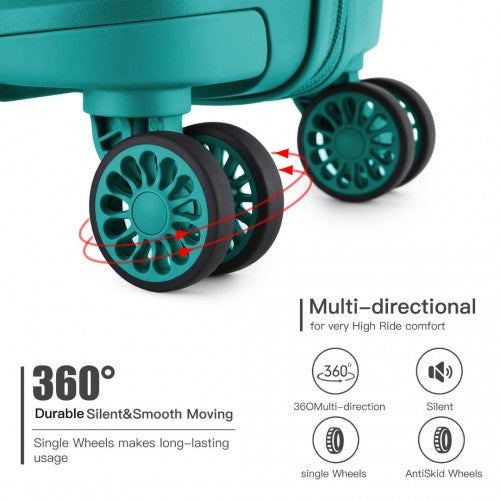 Kono 28 Inch Bright Hard Shell PP Suitcase - Classic Collection - Blue/Green
