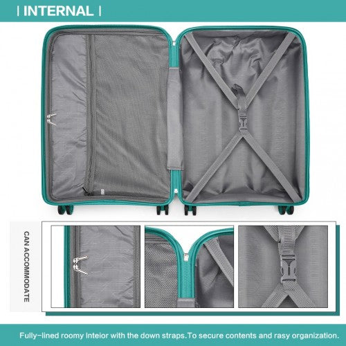 Kono 28 Inch Bright Hard Shell PP Suitcase - Classic Collection - Blue/Green
