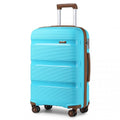 Kono 20 Inch Bright Hard Shell PP Carry - On Suitcase In Cabin Size - Blue And Brown