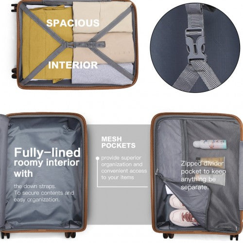Kono 24 Inch Bright Hard Shell PP Suitcase - Classic Collection - Blue And Brown