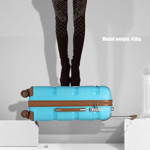 Kono 24 Inch Bright Hard Shell PP Suitcase - Classic Collection - Blue And Brown