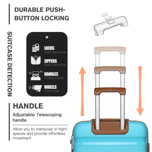 Kono 24 Inch Bright Hard Shell PP Suitcase - Classic Collection - Blue And Brown