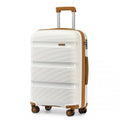 Kono 20 Inch Bright Hard Shell PP Carry - On Suitcase In Cabin Size - Cream