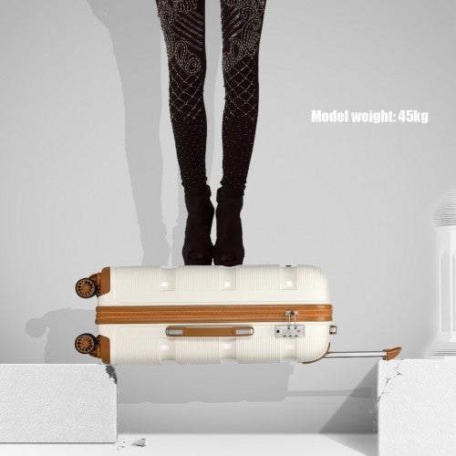 Kono Bright Hard Shell PP Suitcase 3 Pieces Set - Classic Collection - Cream