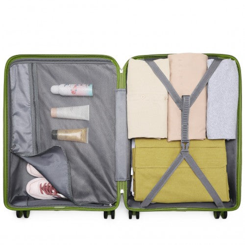 Kono 28 Inch Bright Hard Shell PP Suitcase - Classic Collection - Green