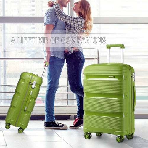 Kono 28 Inch Bright Hard Shell PP Suitcase - Classic Collection - Green