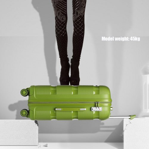Kono Bright Hard Shell PP Suitcase 3 Pieces Set - Classic Collection - Green