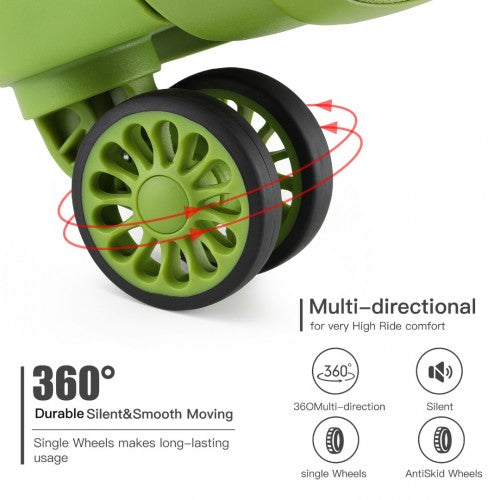 Kono 20 Inch Bright Hard Shell PP Carry - On Suitcase In Cabin Size - Green