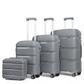 Kono Bright Hard Shell PP Suitcase With TSA Lock And Vanity Case 4 Pieces Set - Classic Collection - Grey