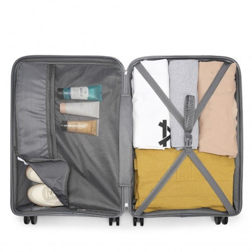Kono 24 Inch Bright Hard Shell PP Suitcase - Classic Collection - Grey