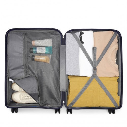 Kono 20 Inch Bright Hard Shell PP Carry - On Suitcase In Cabin Size - Navy