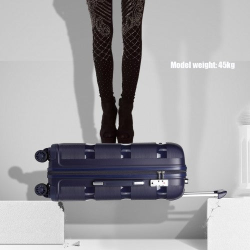 Kono 24 Inch Bright Hard Shell PP Suitcase - Classic Collection - Navy