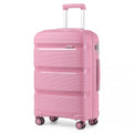 Kono 24 Inch Bright Hard Shell PP Suitcase - Classic Collection - Pink