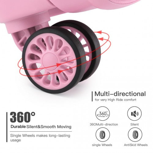 Kono 24 Inch Bright Hard Shell PP Suitcase - Classic Collection - Pink