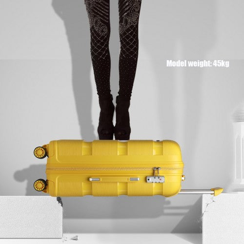 Kono 20 Inch Bright Hard Shell PP Carry - On Suitcase In Cabin Size - Yellow