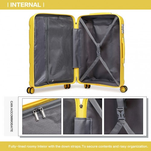 Kono 20 Inch Bright Hard Shell PP Carry - On Suitcase In Cabin Size - Yellow