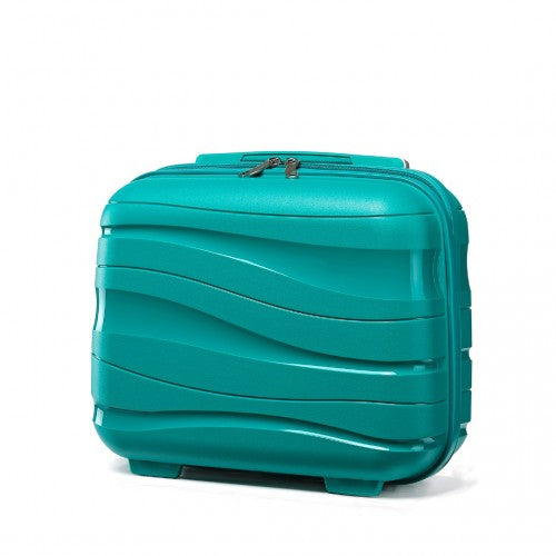 Kono 14 Inch Lightweight Polypropylene Hard Shell Vanity Case - Teal