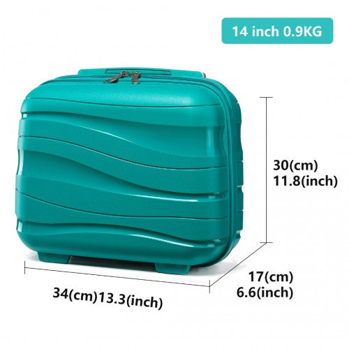 Kono 14 Inch Lightweight Polypropylene Hard Shell Vanity Case - Teal