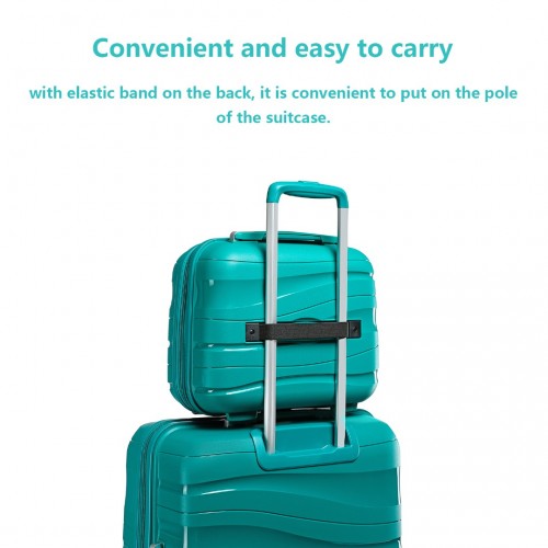 Kono 14 Inch Lightweight Polypropylene Hard Shell Vanity Case - Teal
