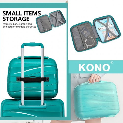Kono 14 Inch Lightweight Polypropylene Hard Shell Vanity Case - Teal
