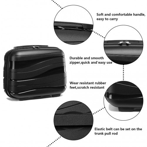 Kono 14 Inch Lightweight Polypropylene Hard Shell Vanity Case - Black