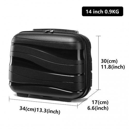 Kono 14 Inch Lightweight Polypropylene Hard Shell Vanity Case - Black