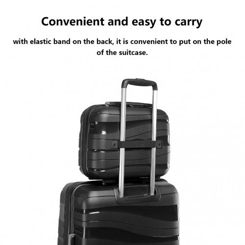 Kono 14 Inch Lightweight Polypropylene Hard Shell Vanity Case - Black