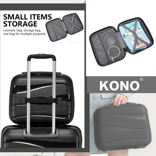 Kono 14 Inch Lightweight Polypropylene Hard Shell Vanity Case - Black
